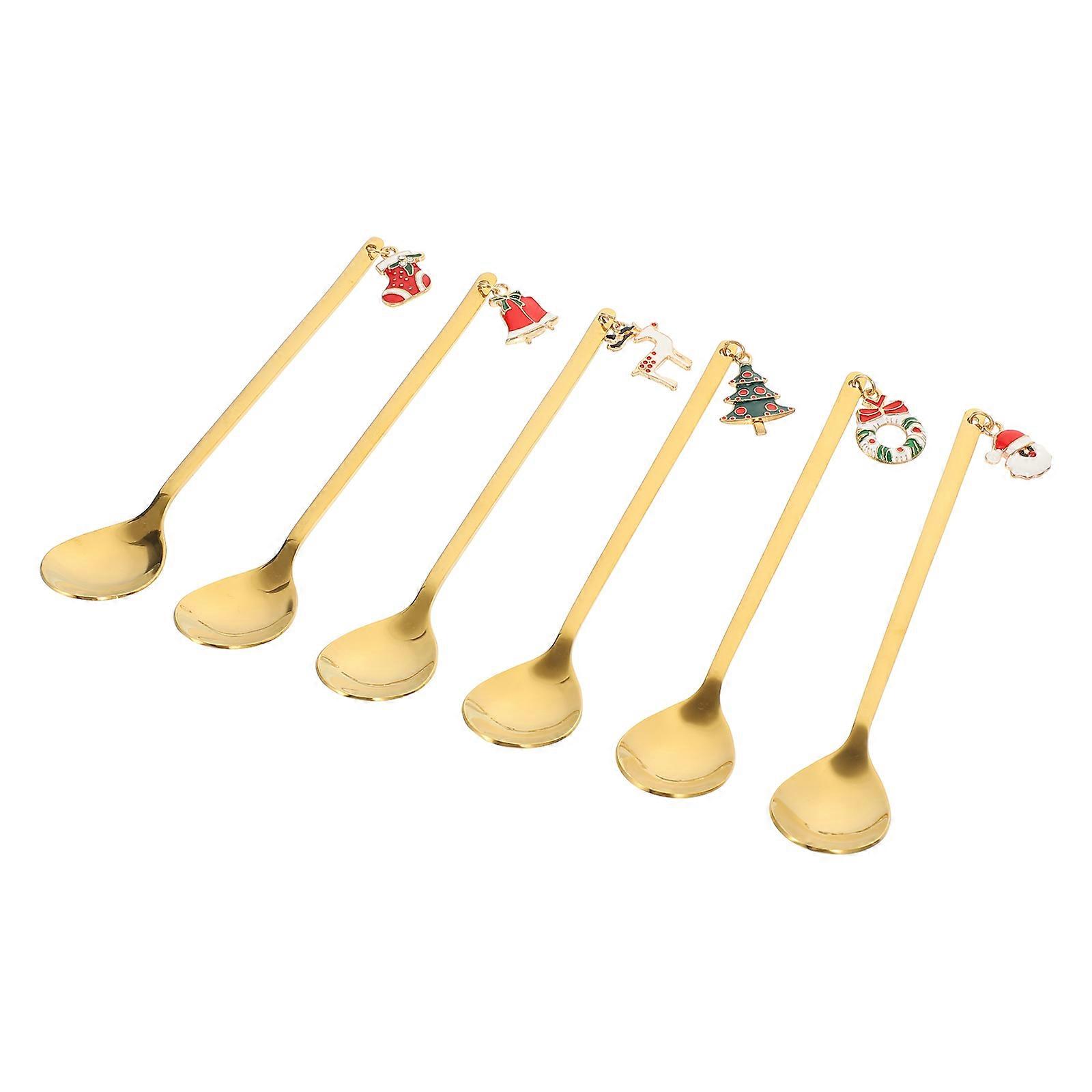 Assorted Color Christmas Gift Spoons Set For Coffee Lovers Featuring Easy To Clean Stainless Steel 1 Set