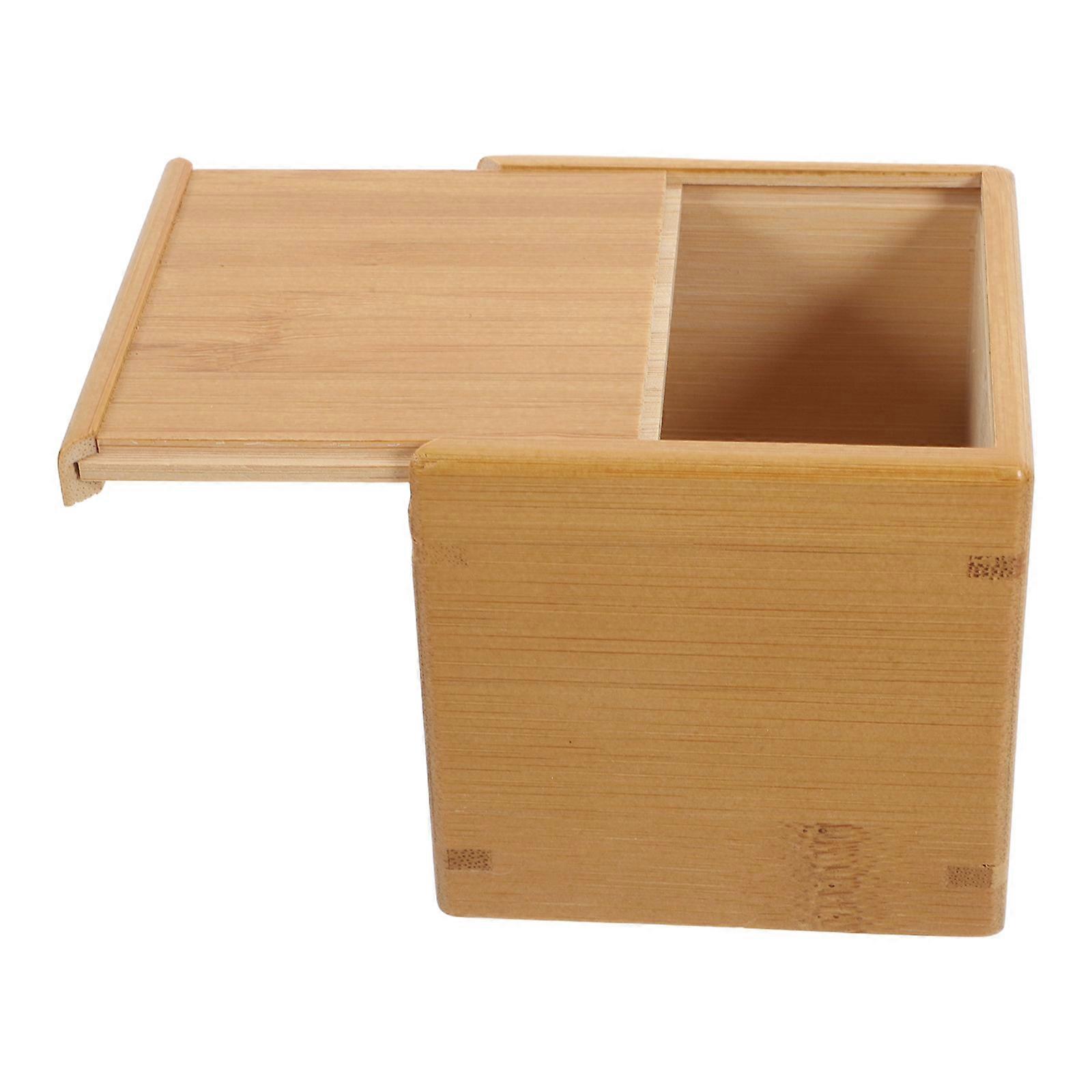 Multi Purpose Bamboo Tea Holder Box with Sliding Lid for Storage Use