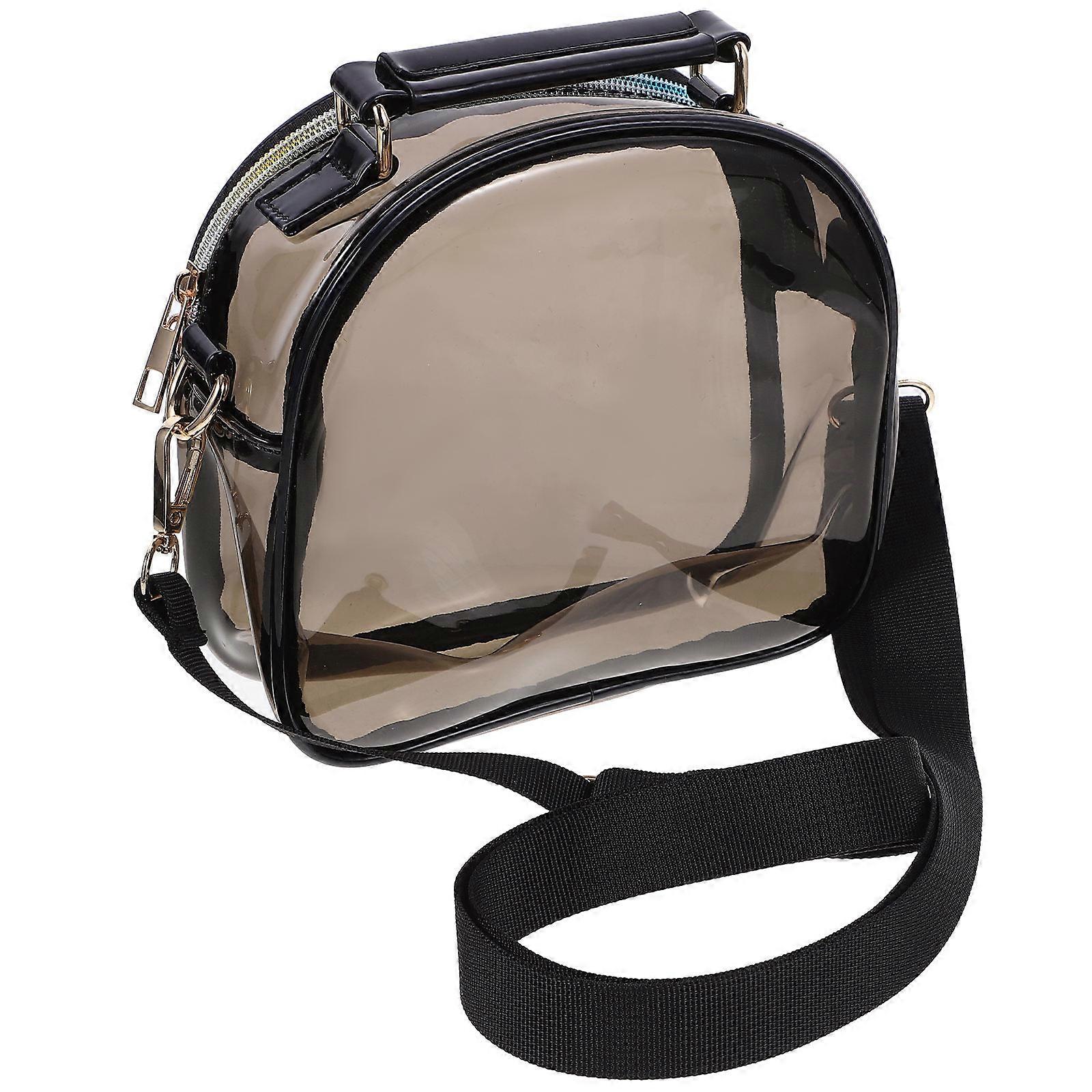 Black Clear Crossbody Messenger Bag For Travel Daily Use Constructed From Durable PVC Nylon With Large Capacity 1Set