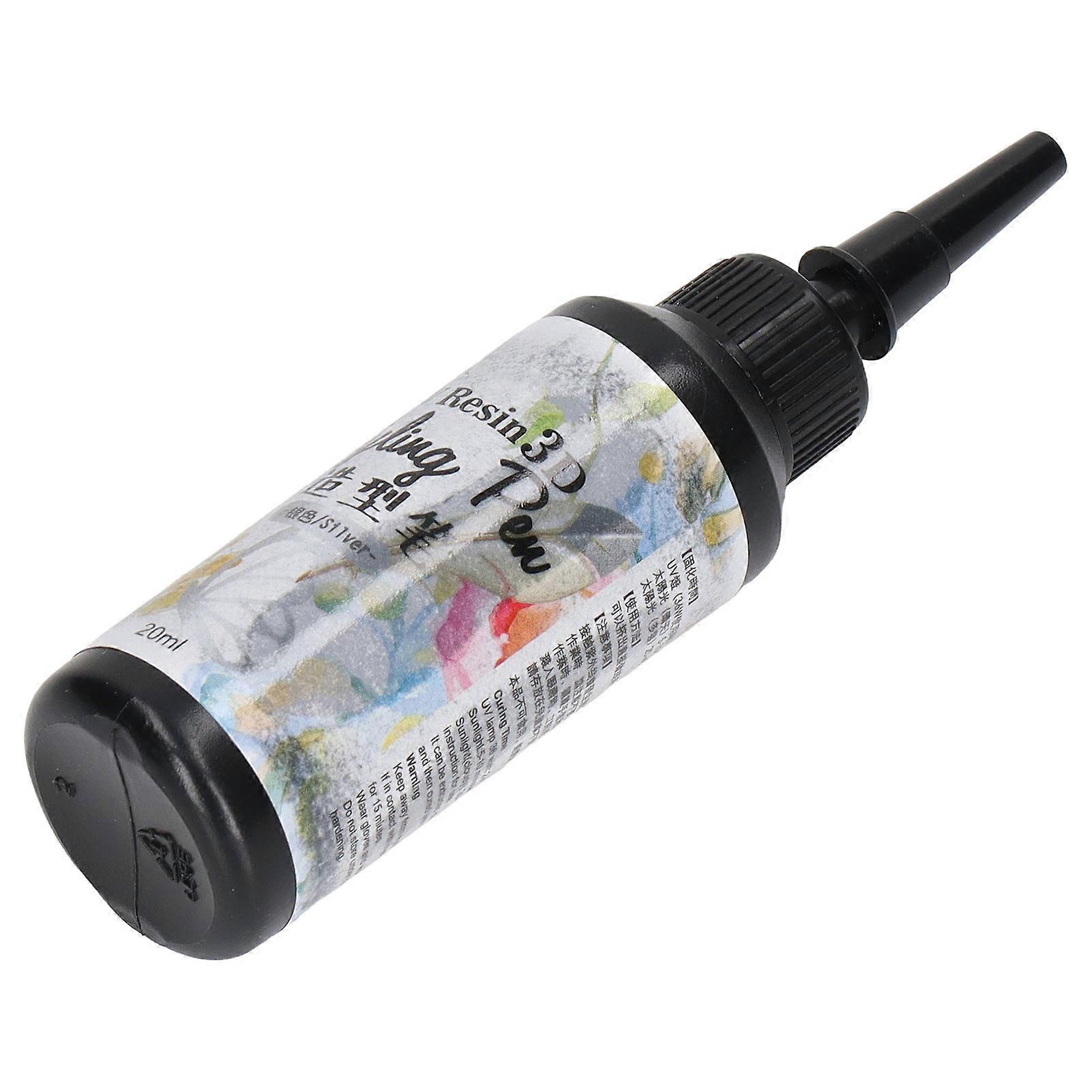 UV Resin Styling Pen 20ml Fast Curing 3D UV Resin Liner Unique Pen Shape DIY Outline Resin Liner for Outlining Tracing Silver 