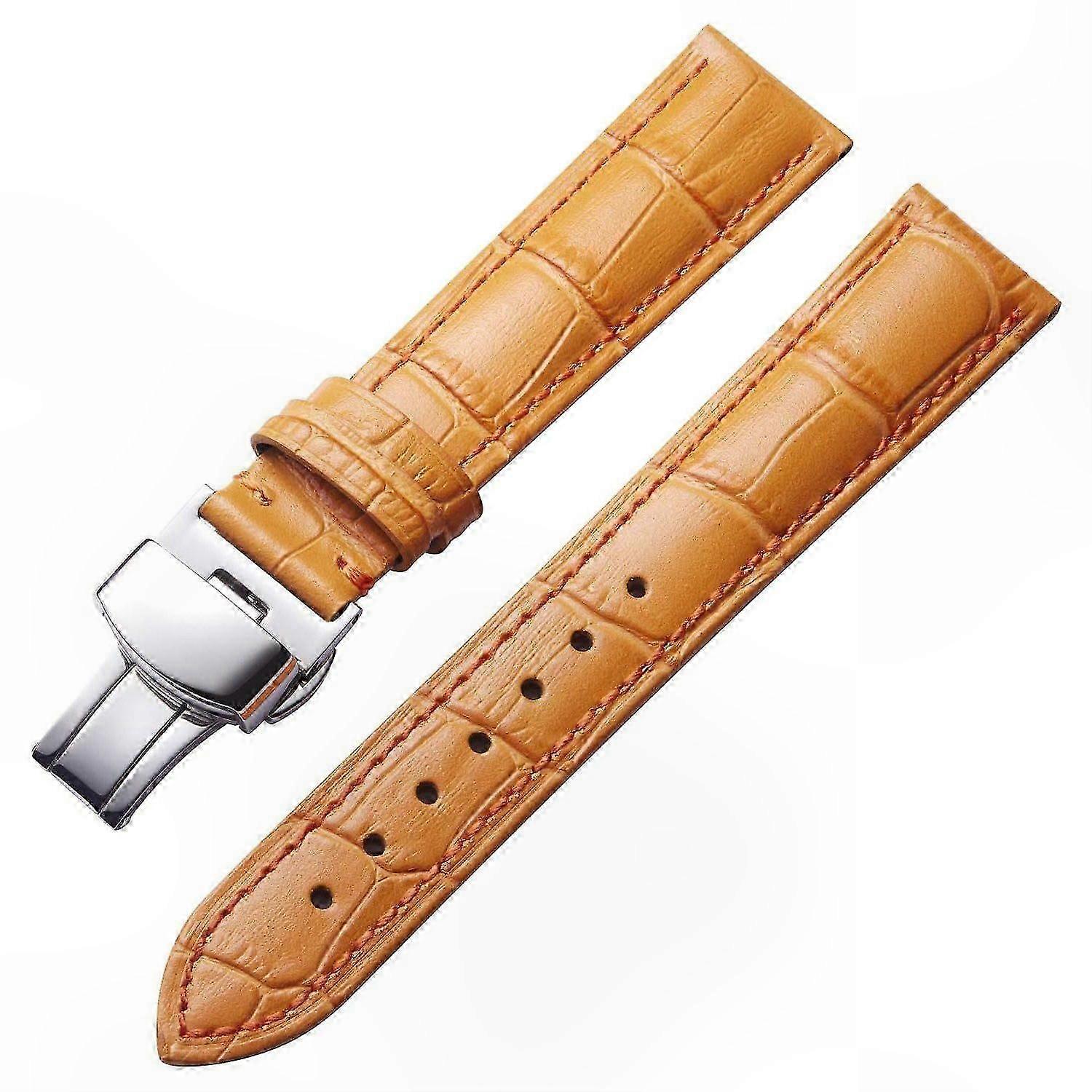 Light Brown Classic Leather Watch Strap Replacement for Stylish Timepieces