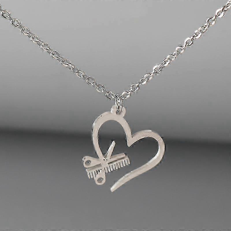 发型师吊坠剪刀梳链项链不锈钢项链朋克时尚珠宝女士生日礼物