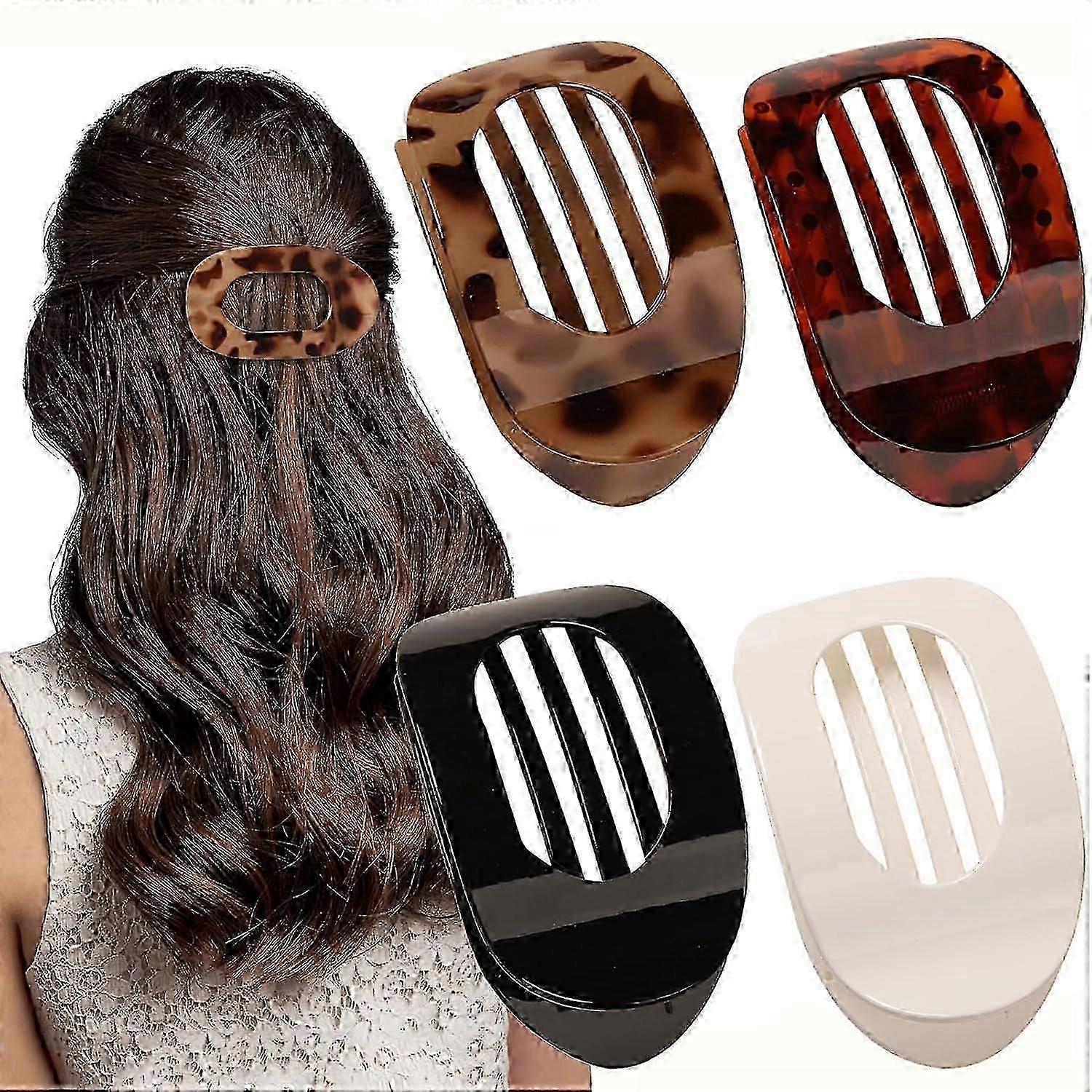 4 fermagli per capelli piatti, fermagli rotondi per capelli da donna e ragazza, fermagli per capelli alla francese a tenuta forte per capelli spessi e sottili, comodi fermagli piatti curvi C