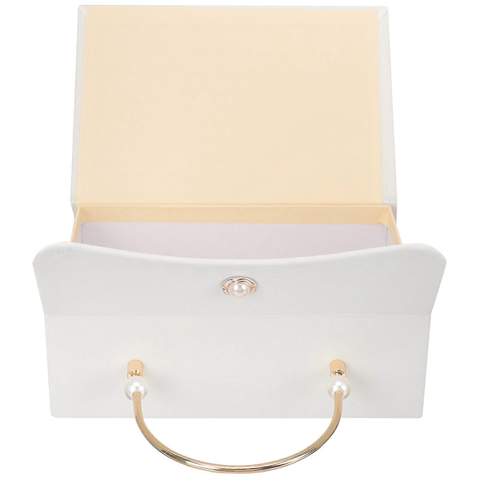 French Retro Gift Box with Handle for Present Packaging At Weddings and Special Events in White Paper 1Pack
