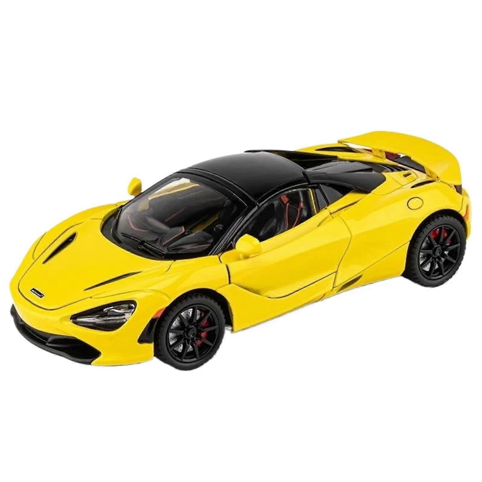 1:24 Scale Model Car for McLaren 720S Alloy DieCast Metal Sports Car Model with Simulation Sound and Light, ReadyMade Collection Model (Yellow)