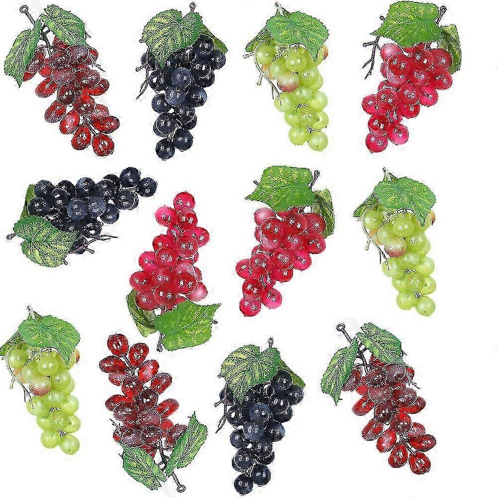 Simulation grapes for kitchen decor, 12 bunches artificial grapes clusters for wedding and table centerpieces