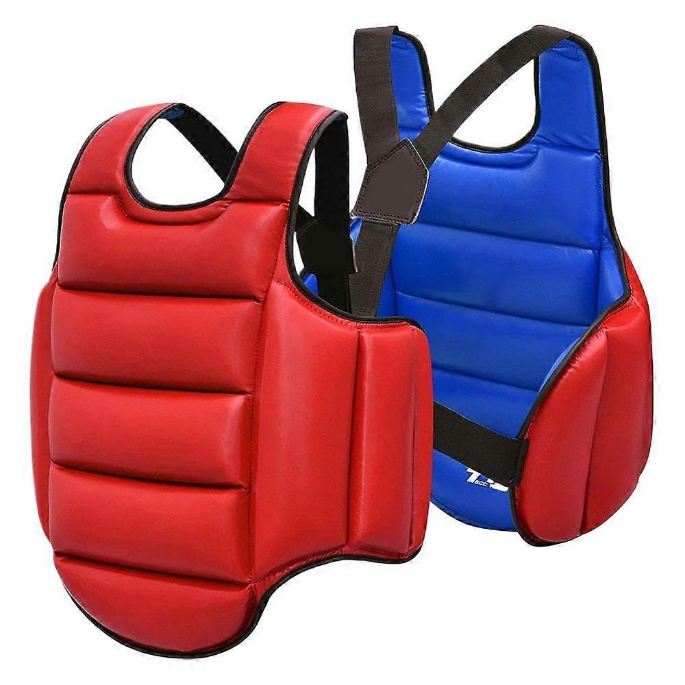 Boxing Body Protector, Sponge Filled, Taekwondo Vest for Unisex Kids Red L 160180cm