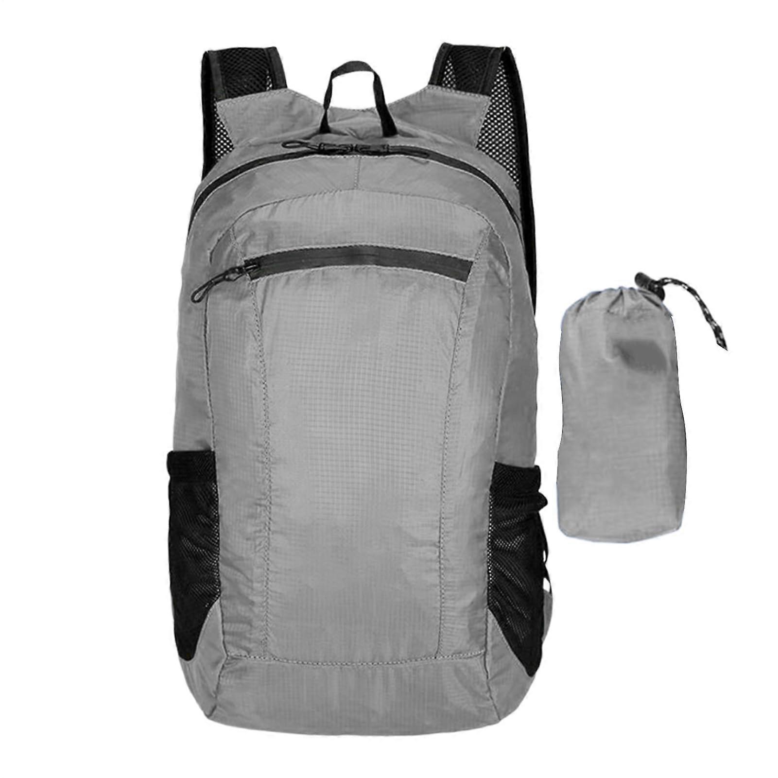 Lightweight Backpack | 20L Foldable Waterproof Backpack with Breathable Comfortable Shoulder Straps for Gym Beach Hiking Light Gray