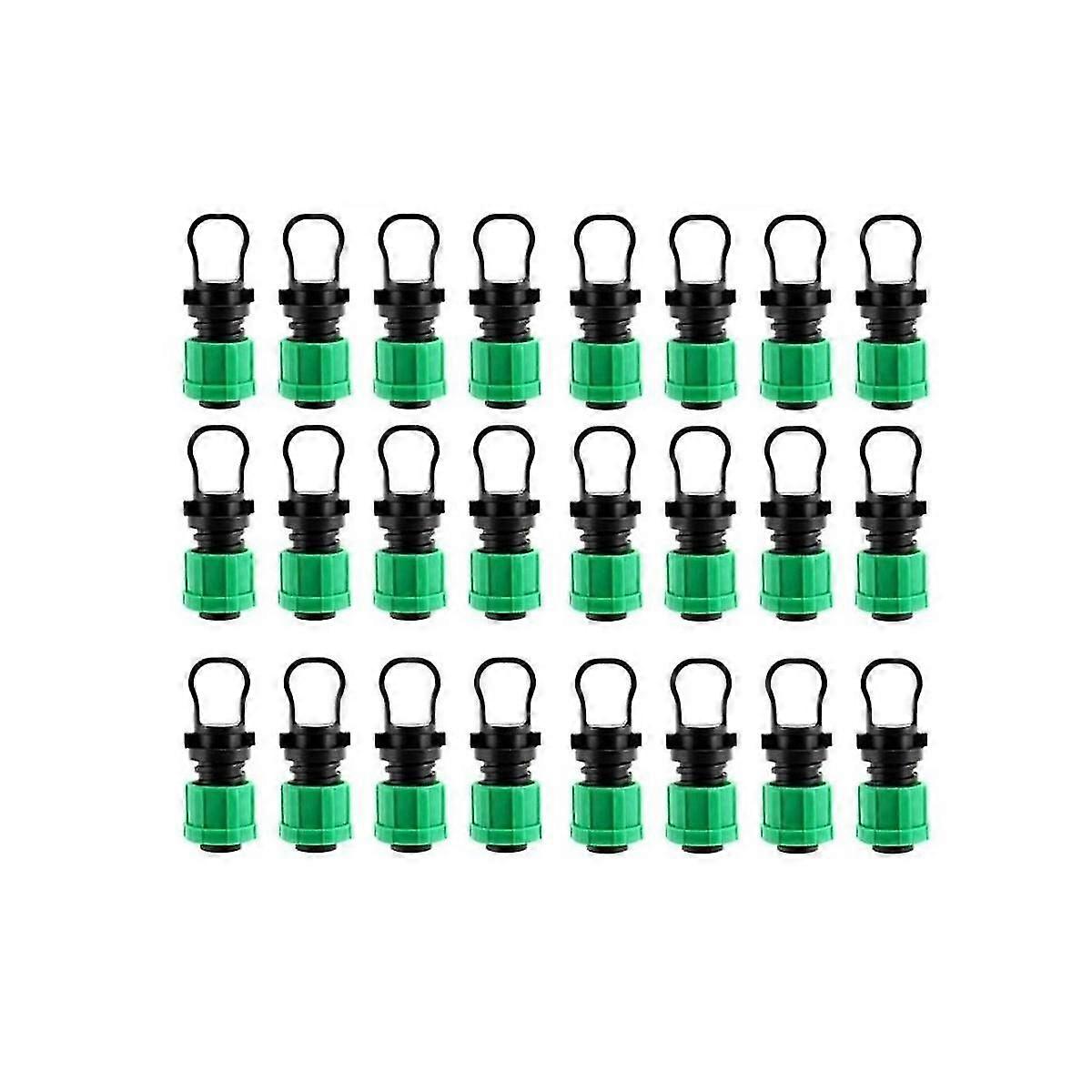 24Pcs Drip Irrigation Tubing End Cap Plug 1/2 Inch Universal End Cap Fitting, for with 16mm Drip Ta