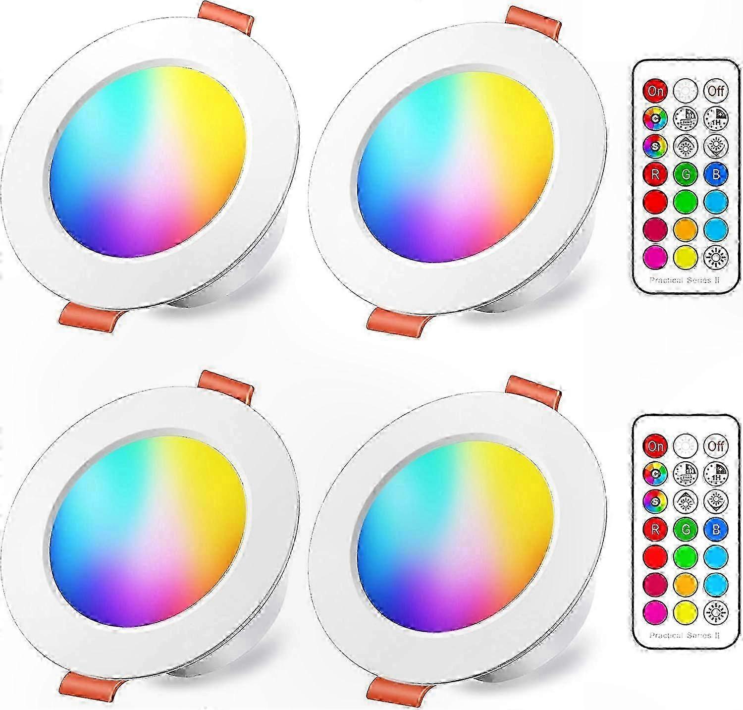 10W LED Recessed Spotlight (Equivalent to 80W) RGB Dimming Color RGBW IP44 3000-6500K Round Dimmable Remote Control Light Suitable for Vario