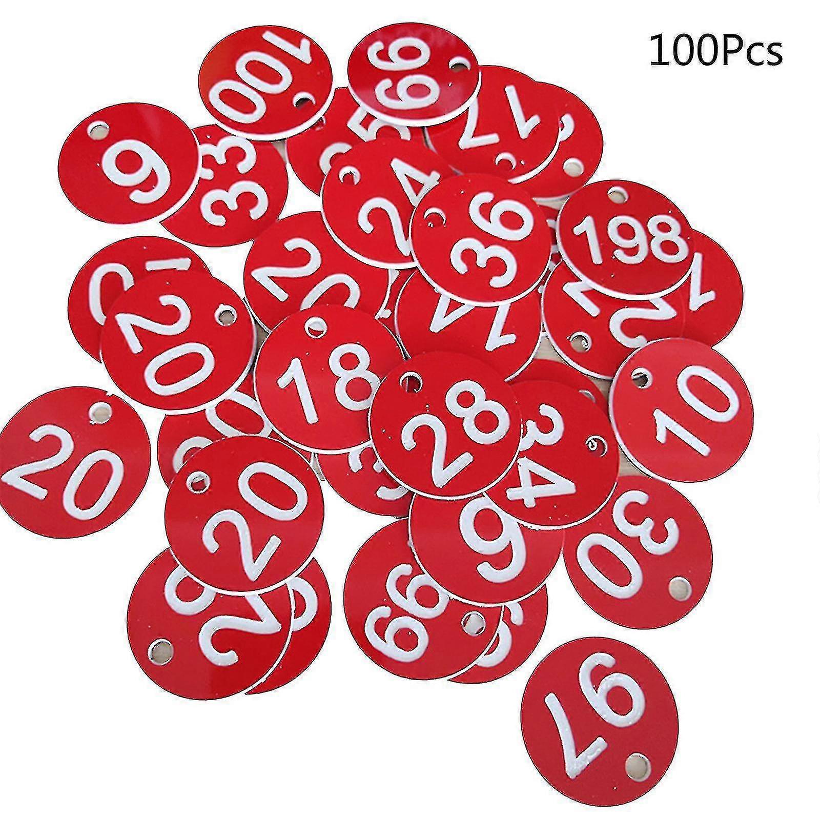100pcs Plastic Id Number tag 1-100 Engraved Colored For Key Ring
