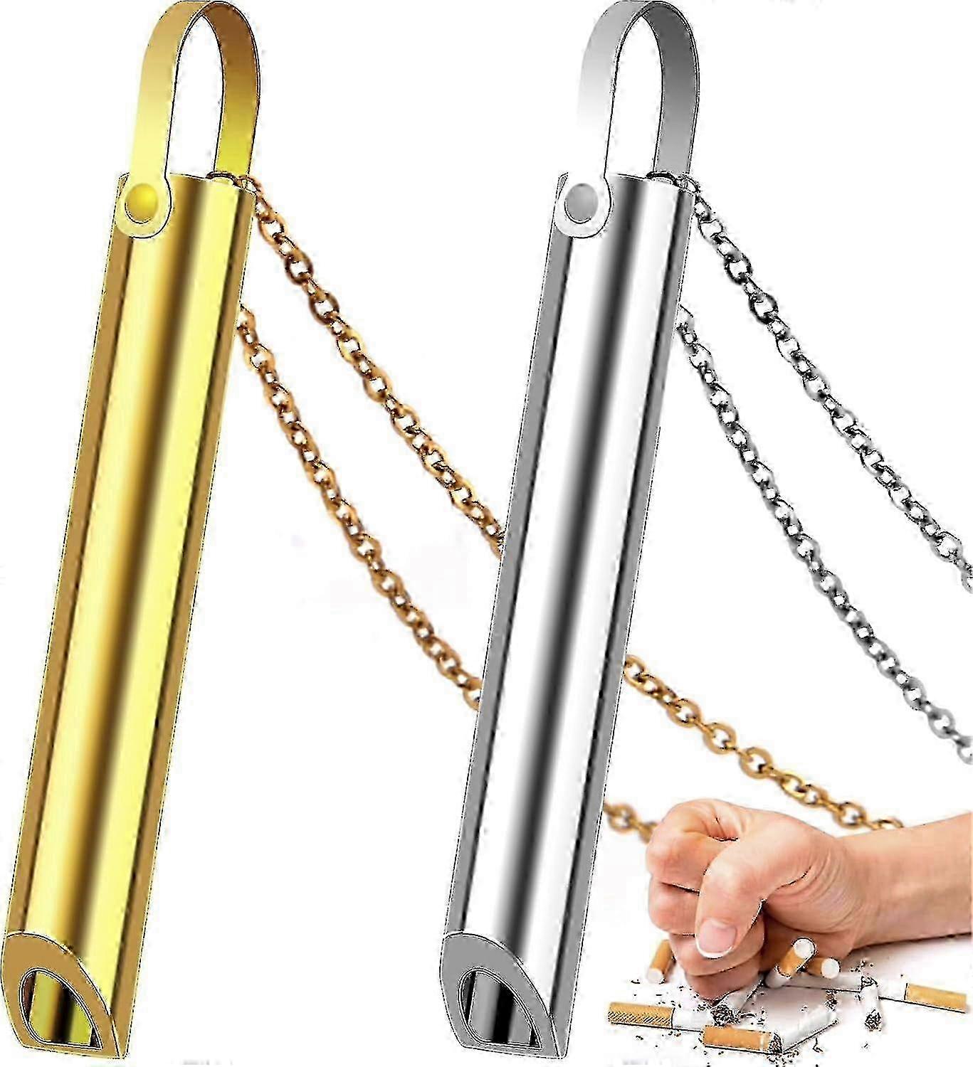 2er-Pack Rauchstopp & Angstlinderung Atmungskette, Silber und Gold Atemübungshilfe zum Stressabbau