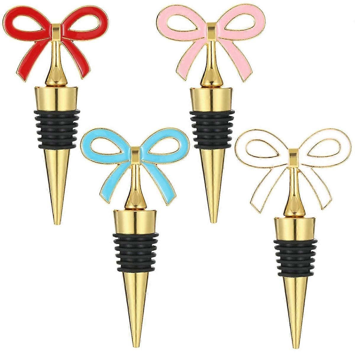 4 Pcs Wine Stopper Set,Reusable Vacuum Bottle Corks Gold