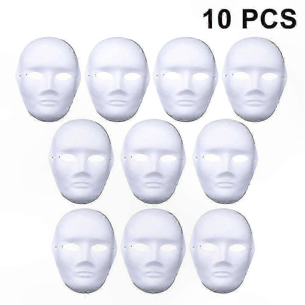 10-Pack Plastic Halloween Masks for Crafting and Painting Projects
