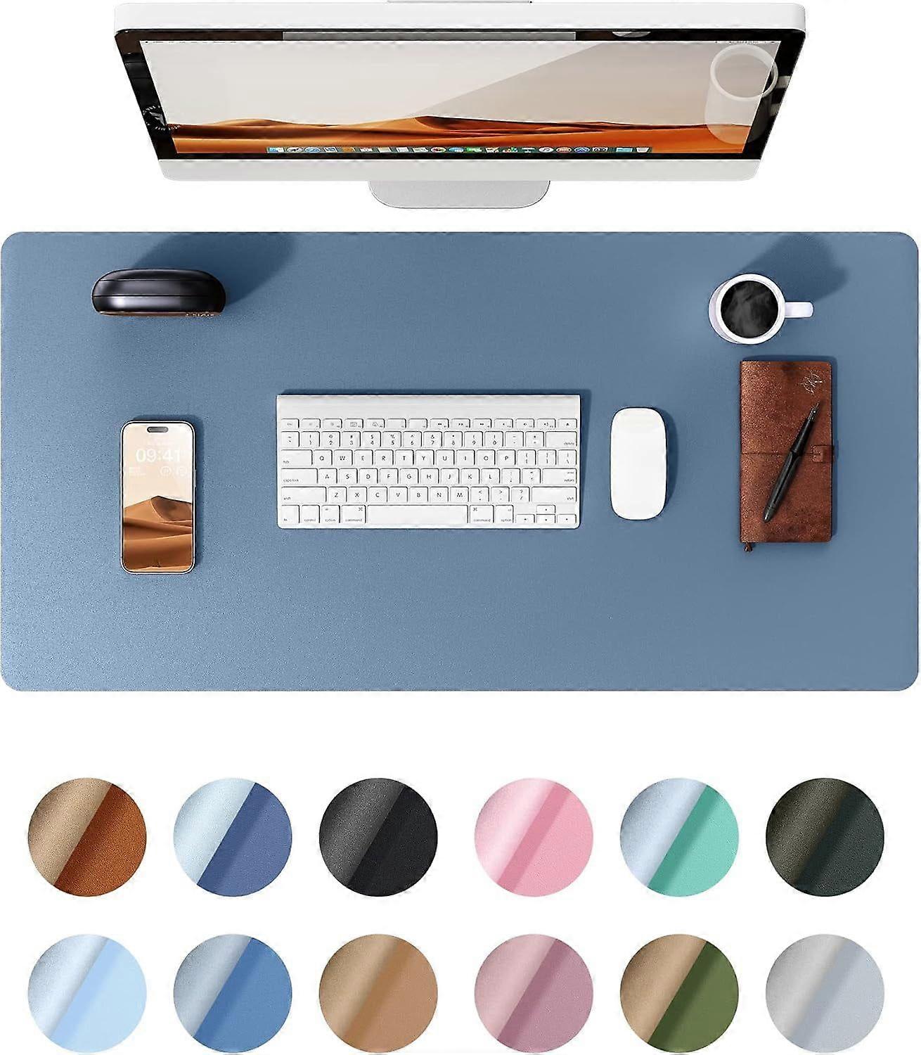 Leather Desk Pad Protector, Office Desk Mat, Large Mouse Pad, Non-Slip PU Leather Desk Blo