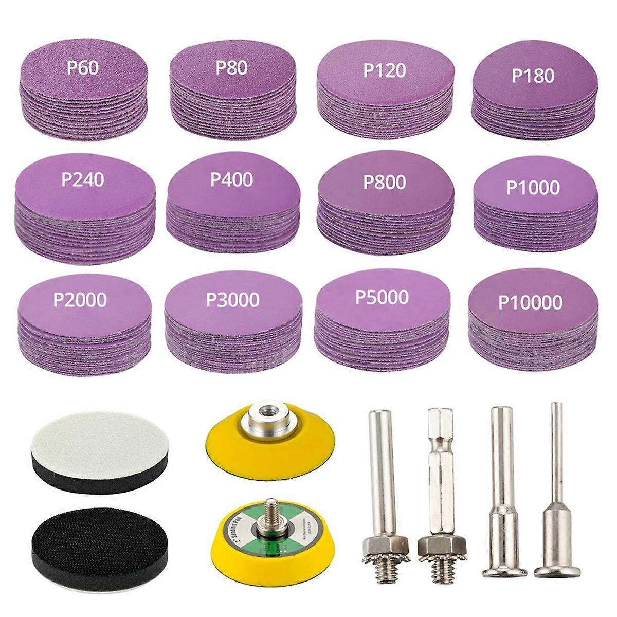 2 Inch Sanding Discs 188Pcs, Hook & Loop Wet Dry Sandpaper Assortment 60-10000 Grit Ceramic Abrasive, Sanding Disc