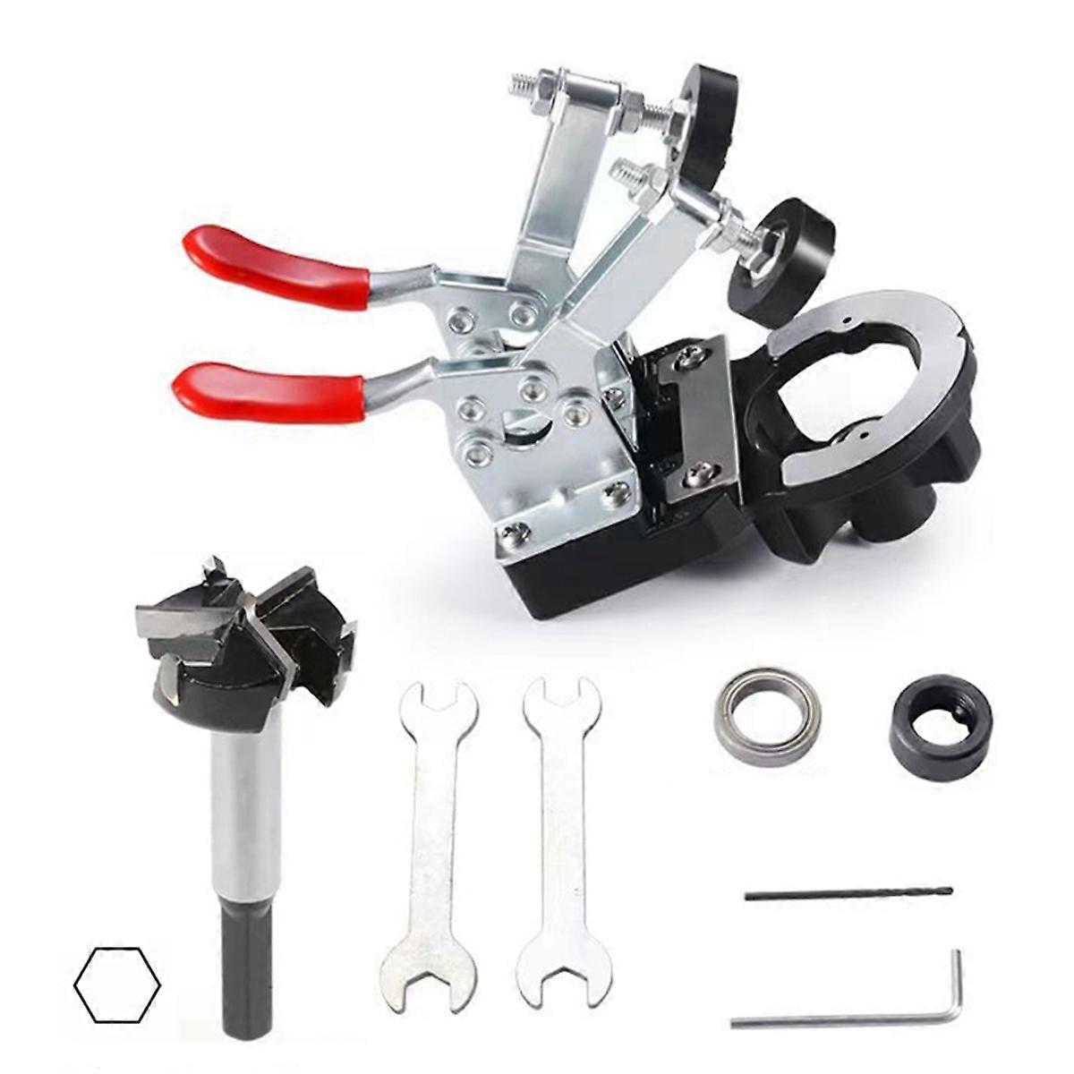 35mm Concealed Cabinet Door Hinge Mounting Jig,Hinge Hole Drilling Tool,Hinge Hole Locator, Cabinet Hinge Drill Bit