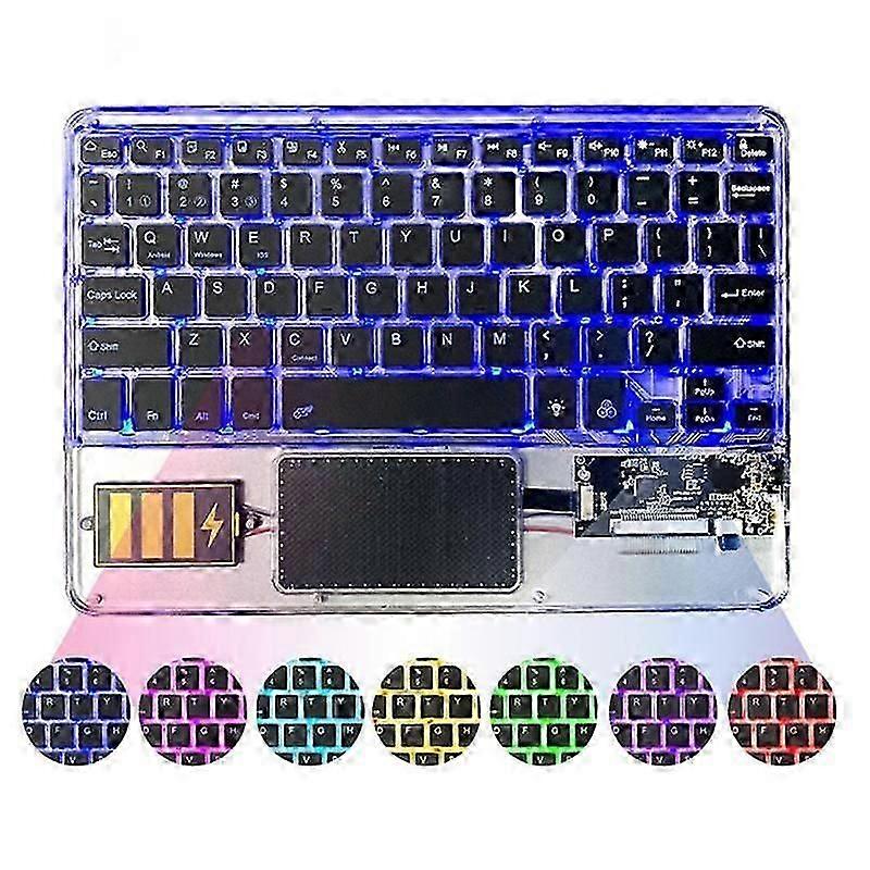 Transparent RGB Bluetooth Wireless Keyboard with Touchpad, Rechargeable