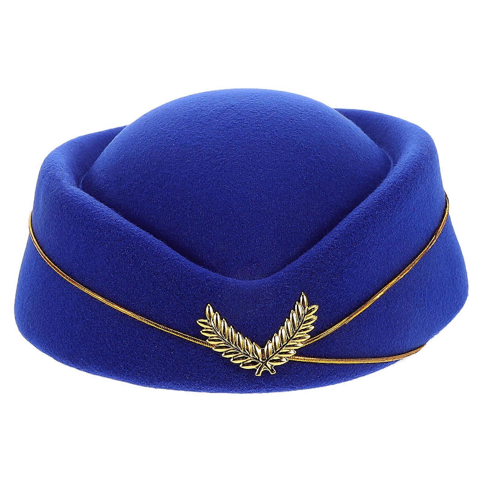 Faux Wool Stewardess Cap Dark Shape For Musical Performance Costume Accessory 1Pcs