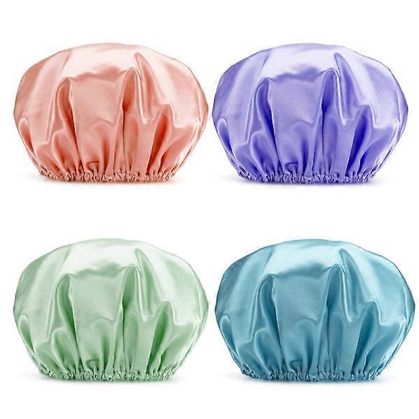 4 Pcs Shower Cap Bath Cap Waterproof Shower Cap Elastic Waterproof