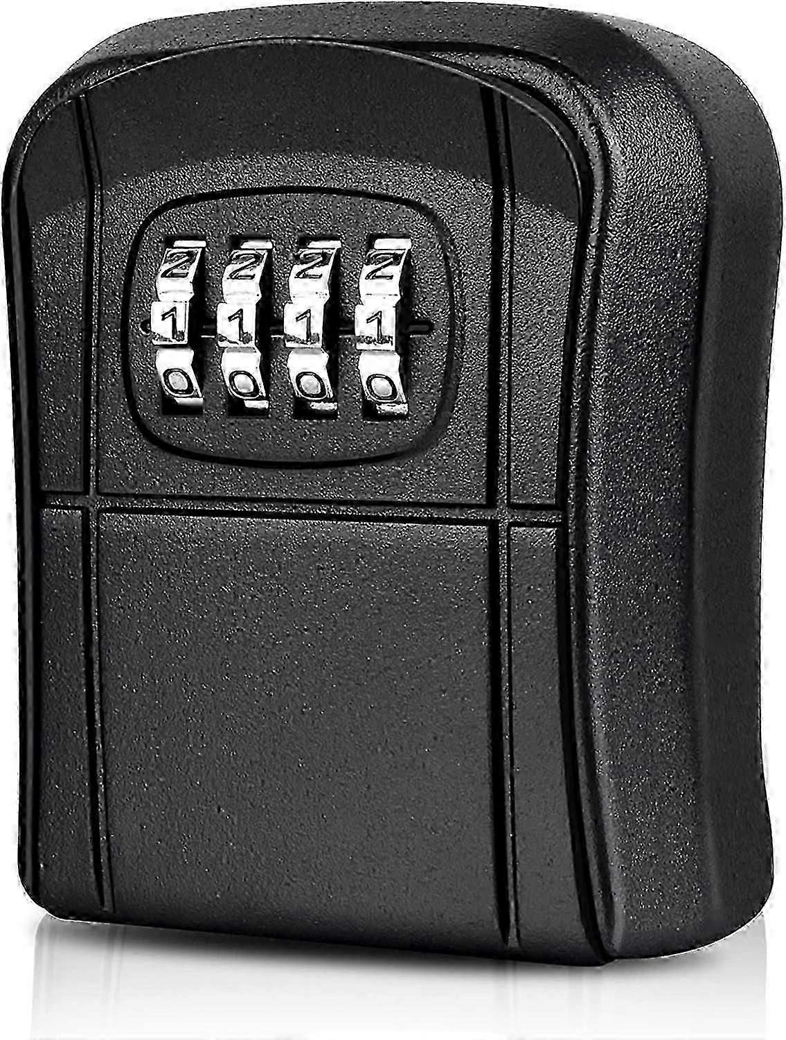 Key Box Wall Mounted Mini Key Safe Outdoor Key Box with Resettable 4-Digit Numeric Code Waterproof(Black)