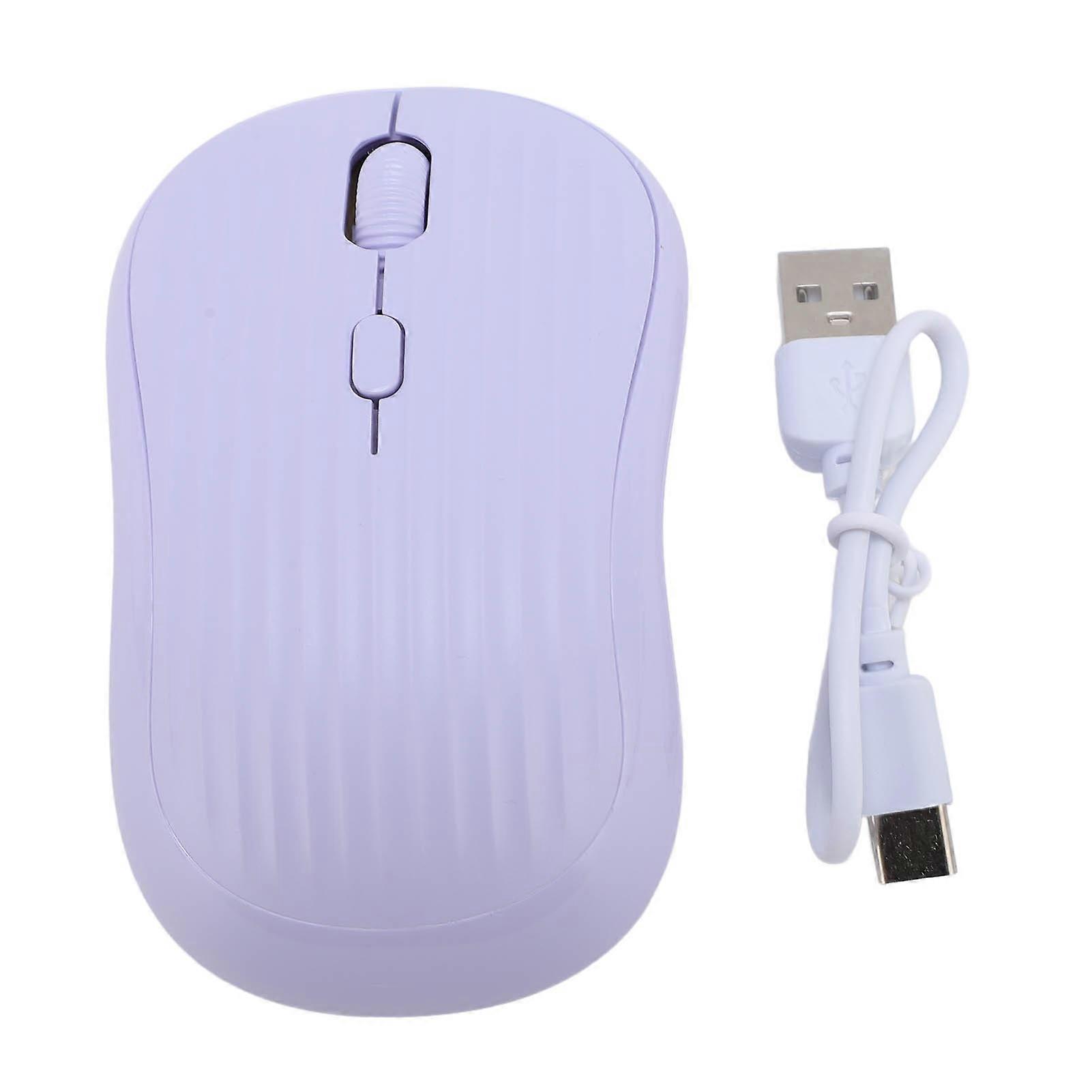 Wireless Mouse Bluetooth 3 Adjustable DPI Silent Portable 2.4GHz Dual Mode Mouse for Laptop 2.4GHz Bluetooth Rechargeable Silent Mouse Purple