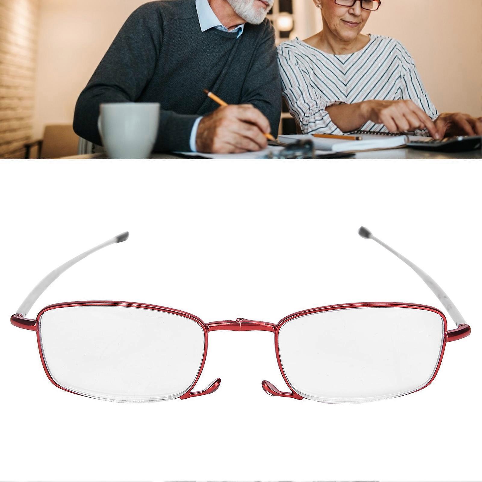 Blue Light Blocking Folding Reading Glasses +3.5 Red Multifocal
