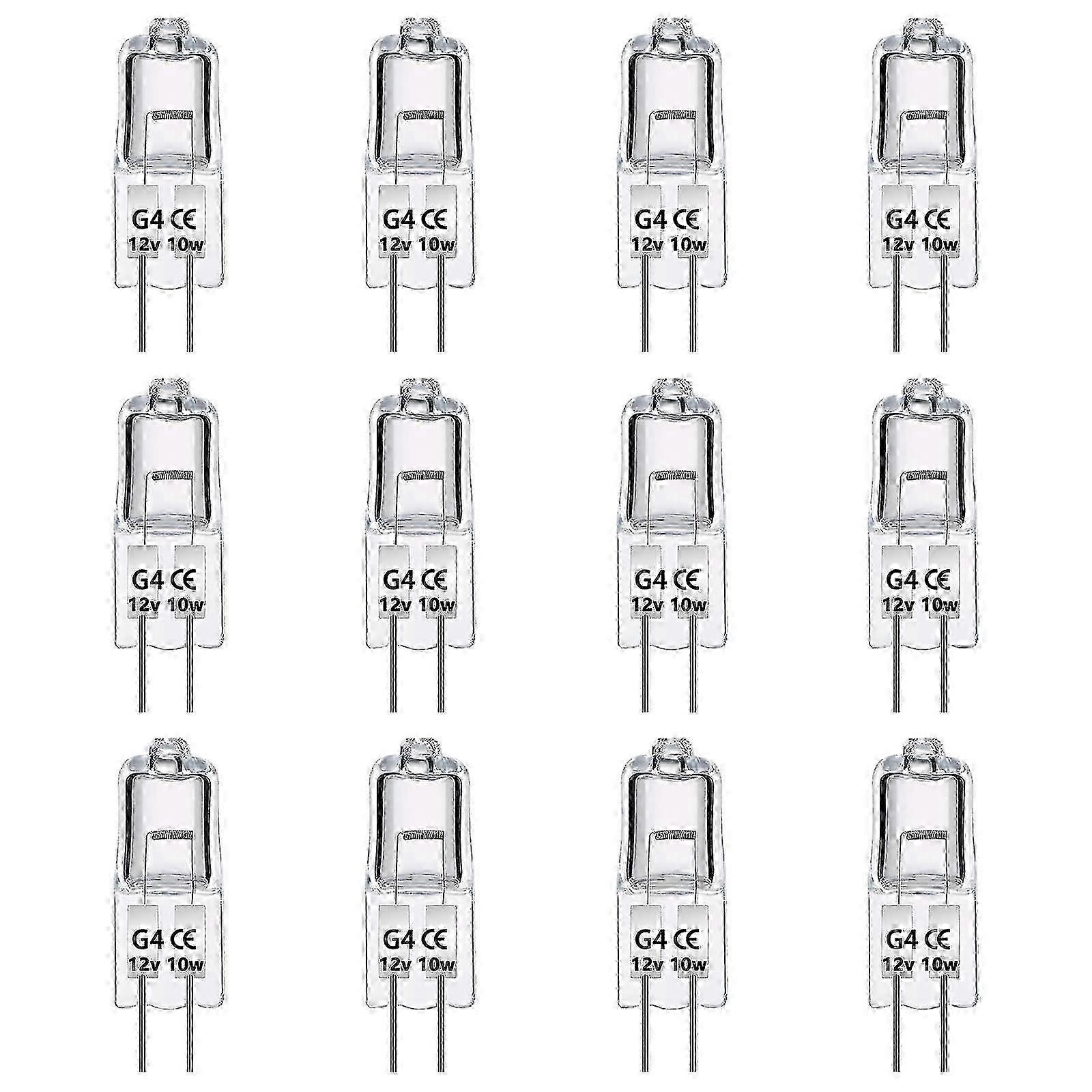 12 Pack G4 Halogen Light Bulbs 10W 12V Dimmable 2 Pin Lamp Bulb, Clear Capsule 2 Pin Base for Cooker Lighting new 2025