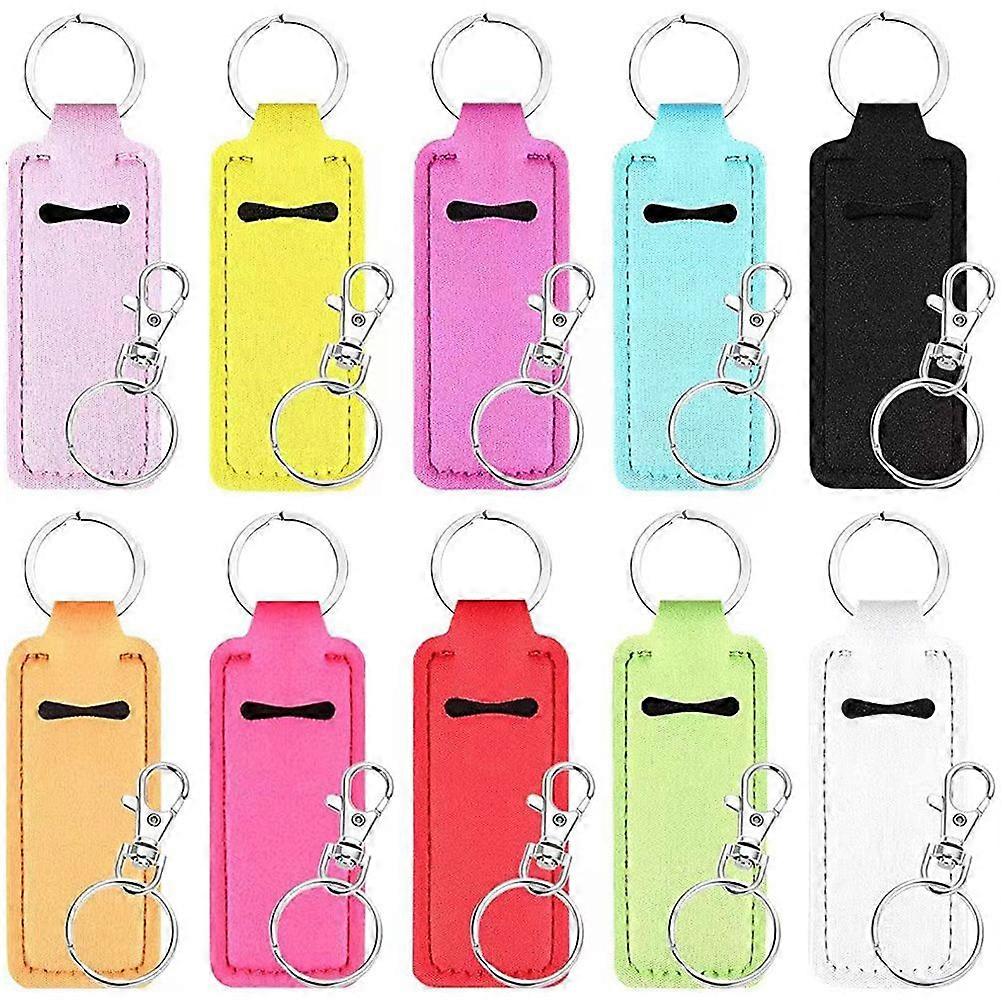 10 Sets Lipstick Holder Keychain Lip Balm Protector Keychain Lipstick Sleeves Keychain