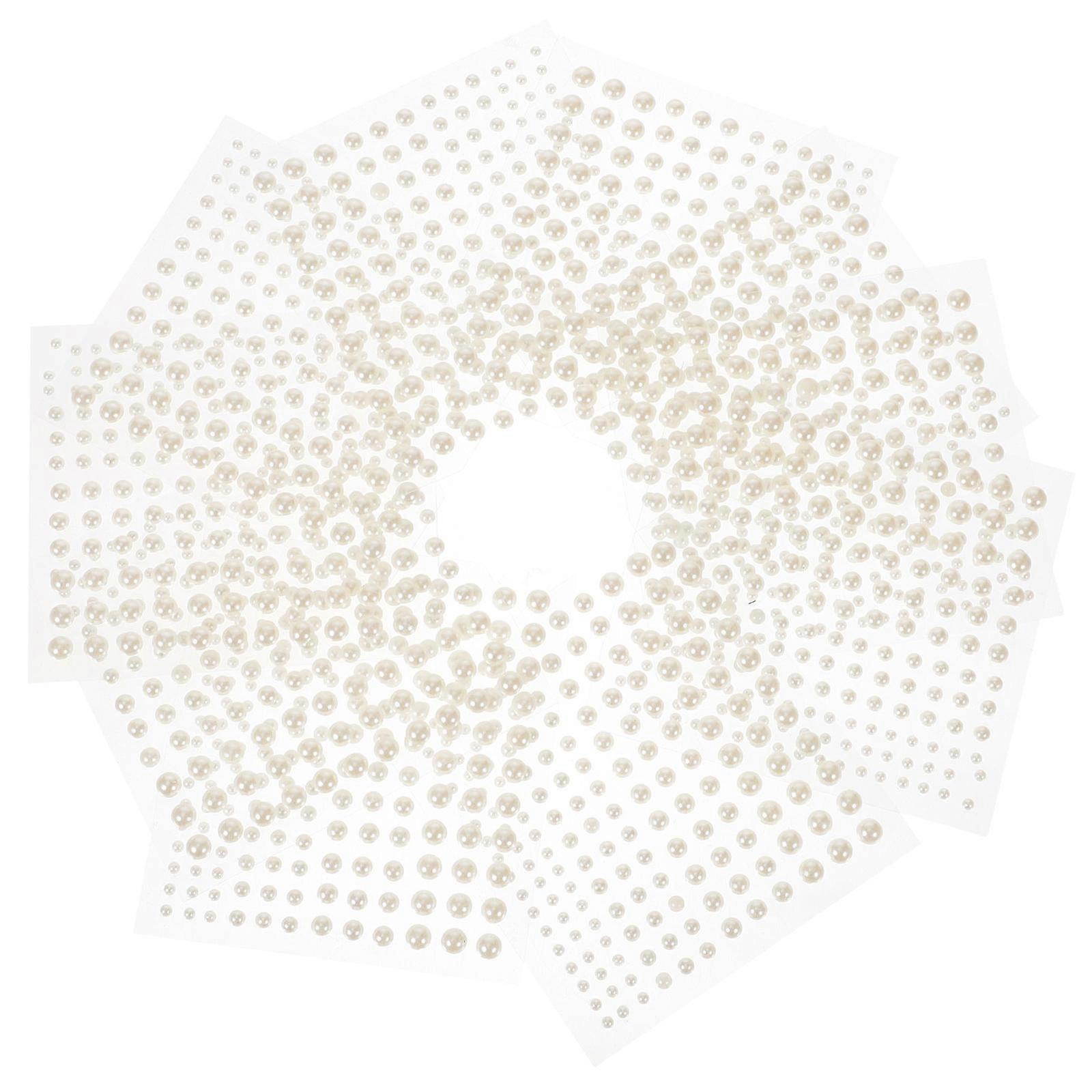 Flat Back Pearl Stickers Pearl Stickers for Decor 10 Sheets Beige