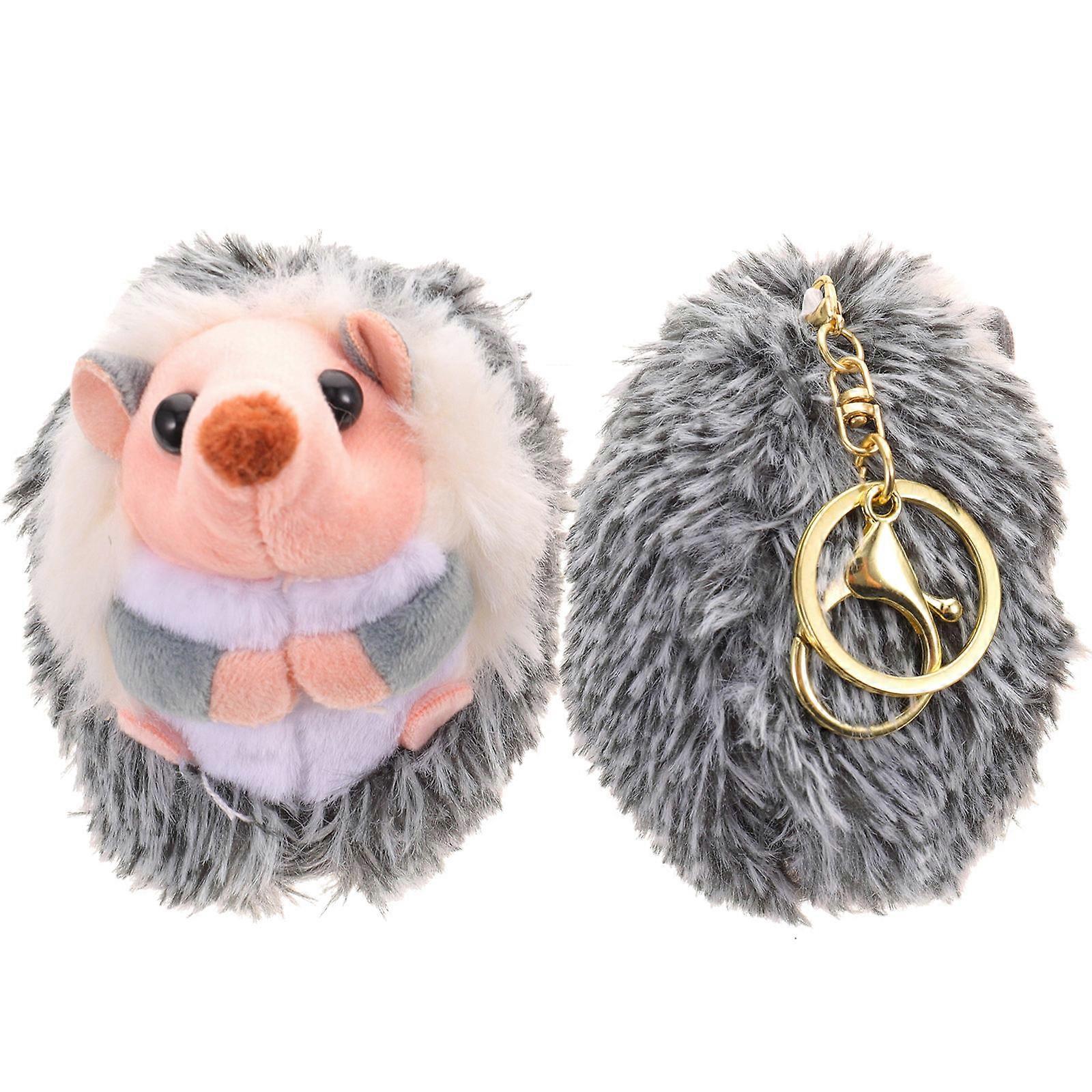 Stuffed Hedgehog Keychain Plush Key Ring Hanging Ornament for Decor 2Pcs