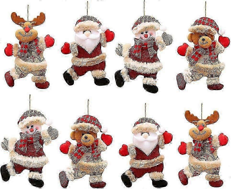 Christmas Hanging Decoration, 8 Pieces Christmas Ornaments Decorations Santa Claus Snowman Reindeer Bear Doll Christmas Tree Decoration use in Christm