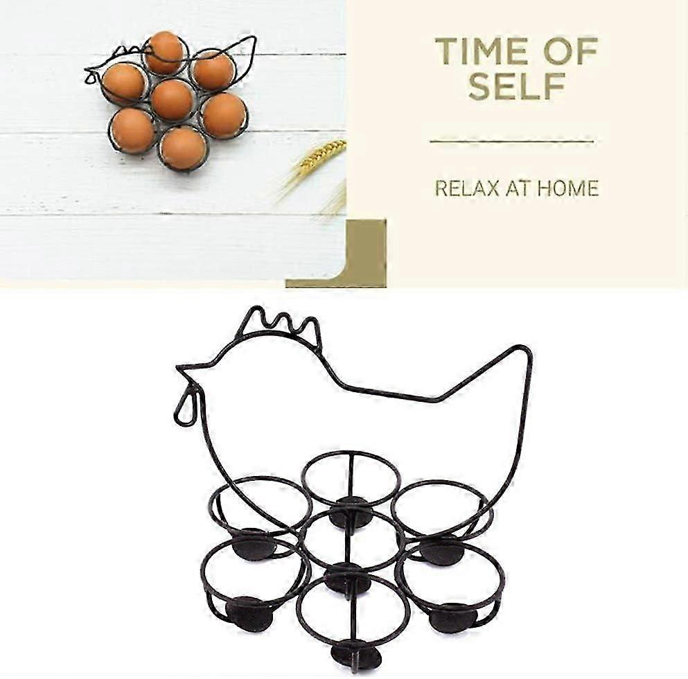 Metal egg holder with chicken motif for kitchen dining room easter decorations