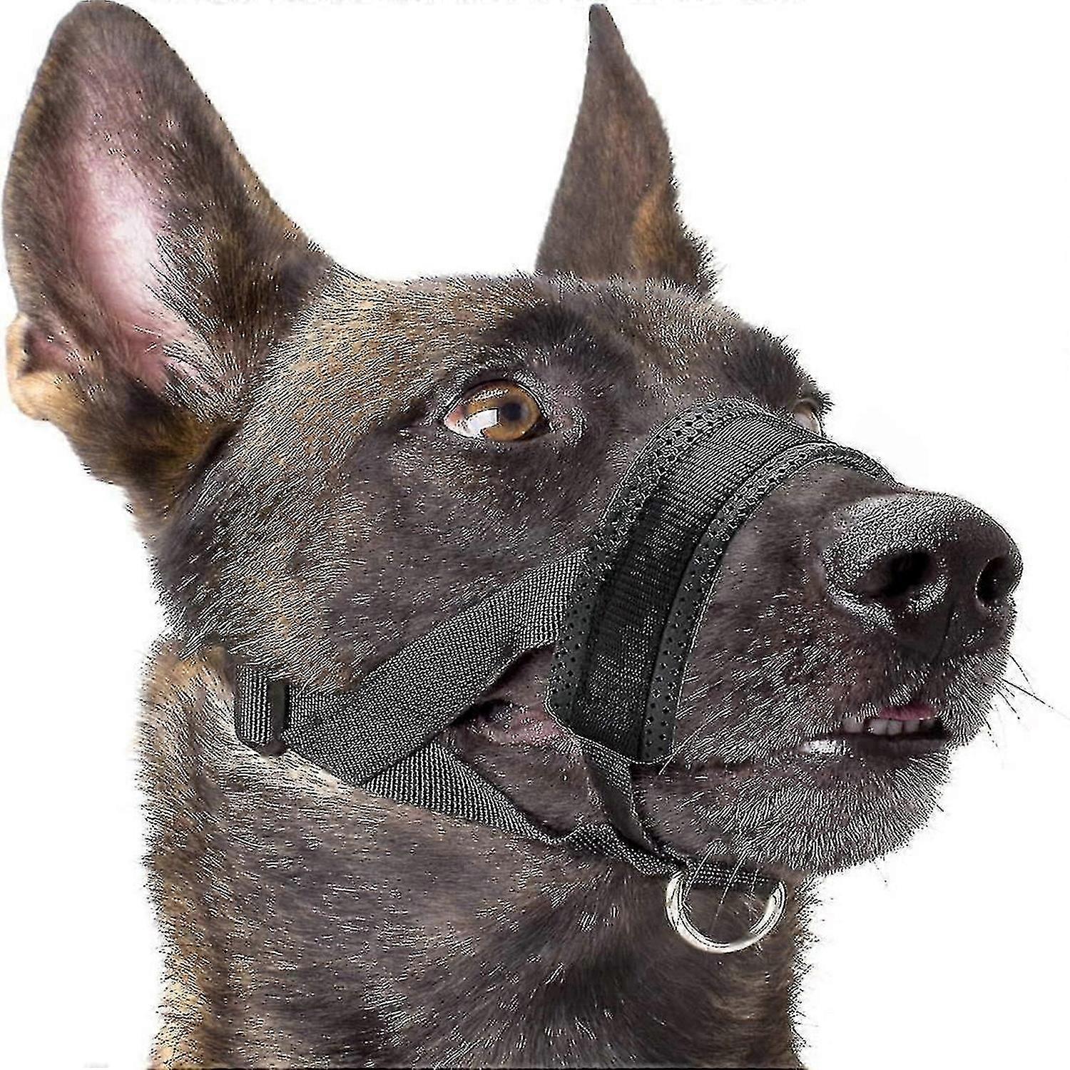 Nylon Soft Dog Muzzle, Anti-bit, Anti-bark, Anti-chew, Adjustable Ring (xl, Black)