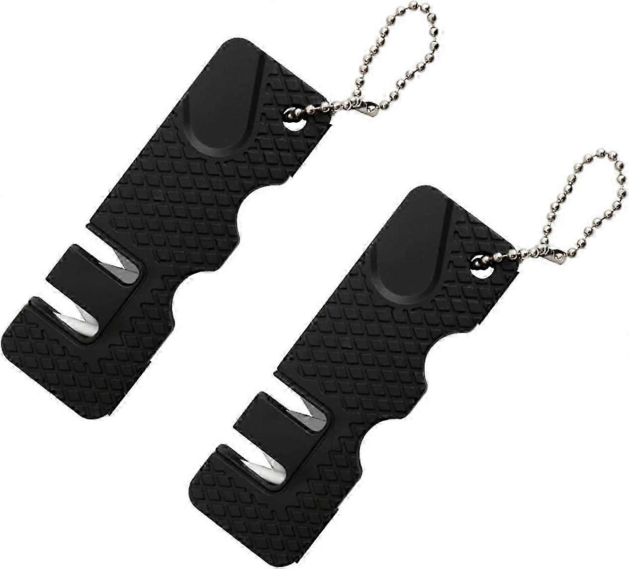 2 Pcs Mini Knife Sharpener Stone Outdoor Tools Kitchen Multifunction Portable Mini Sharpening Stone(Black)