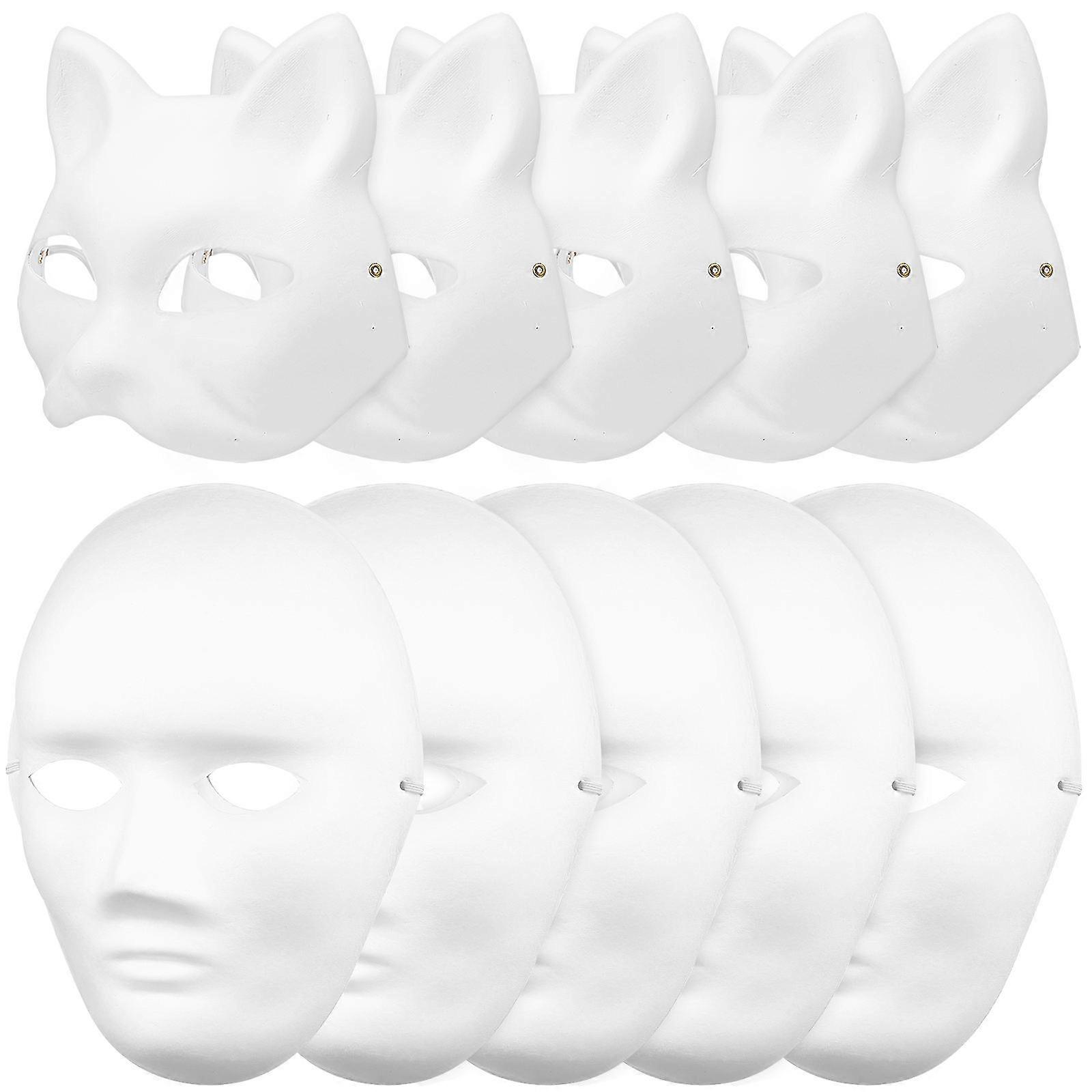 50 Pcs Man Shaped White Paper Masks Hand Painted Role Play Accessory For Carnival And Halloween