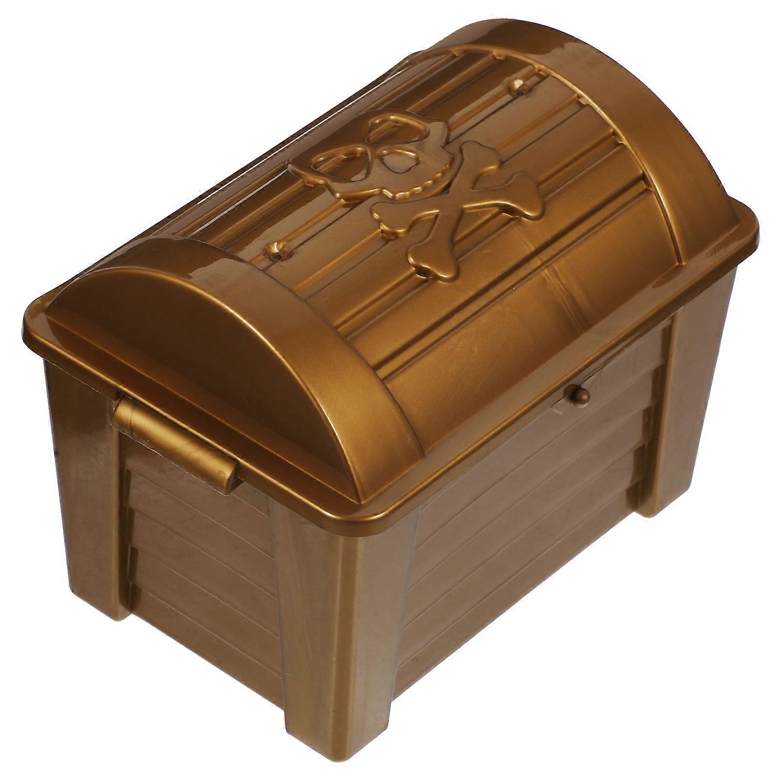 Retro Pirate Treasure Chest Prop Plastic Storage Box for Home Use 2Pcs