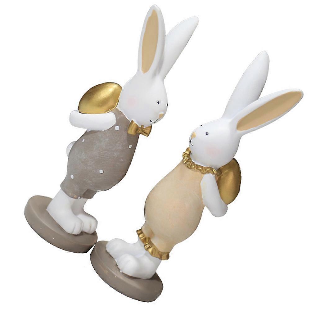 Easter Resin Bunny with Egg Display for Home Decor 6Pcs Easter Bunny