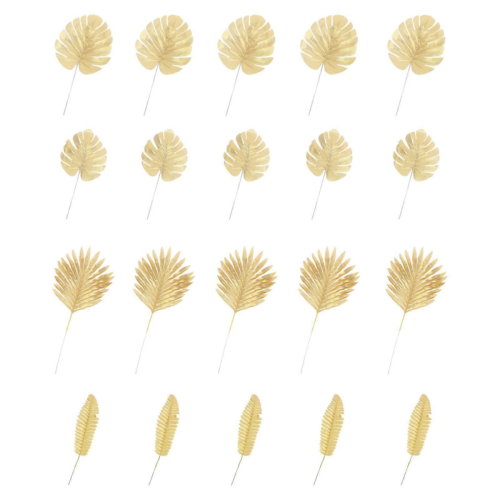 Golden Simulation Leaves Picks for Home Decoration Wedding 40Pcs Set