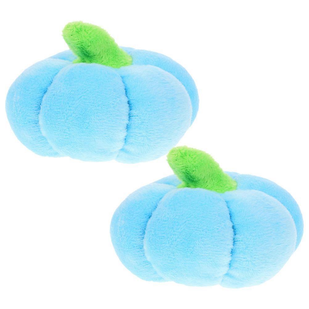 Chew Toy For Dogs 8 Pcs Squeaky Pumpkin Shaped Anxiety Relief Toy For Small And Medium-Sized Dogs Blue Plush
