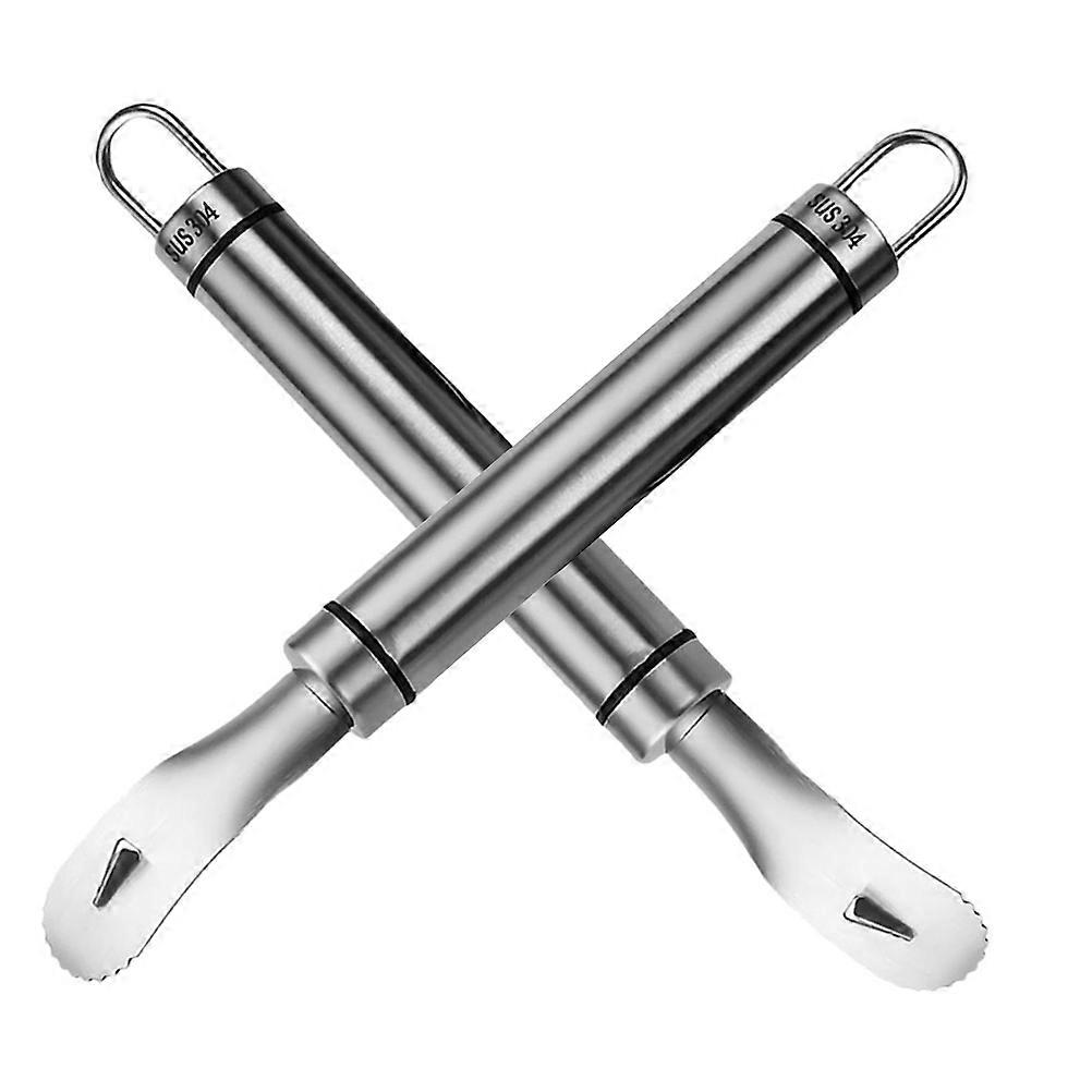 Kitchen Orange Stainless Steel Tool for Fruit Peeling 2Pcs
