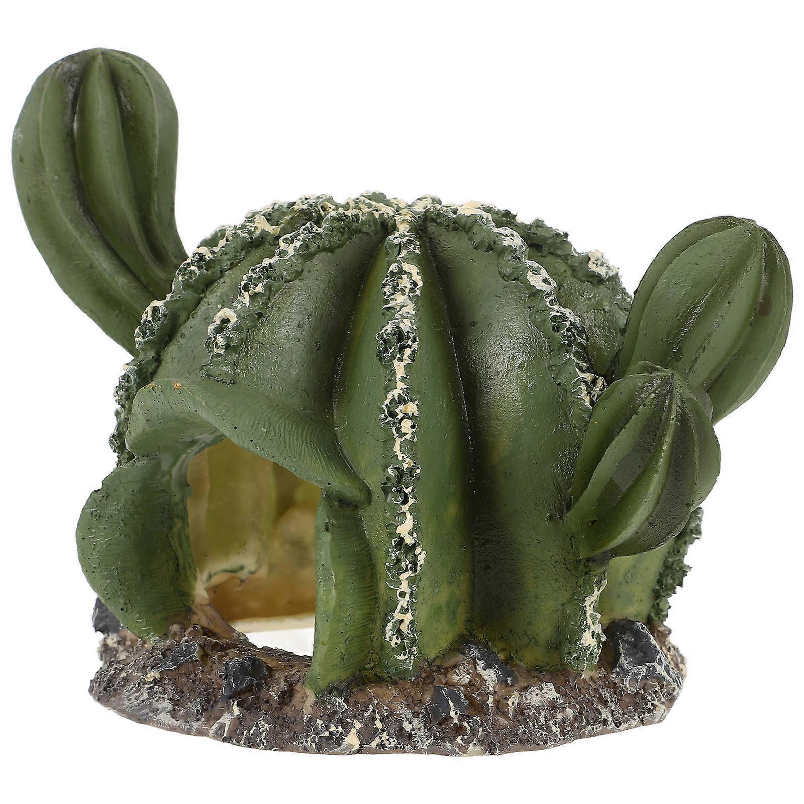 Snake Terrarium Accessories Resin Hideout with 4Pcs Cactus Shape Hiding Huts