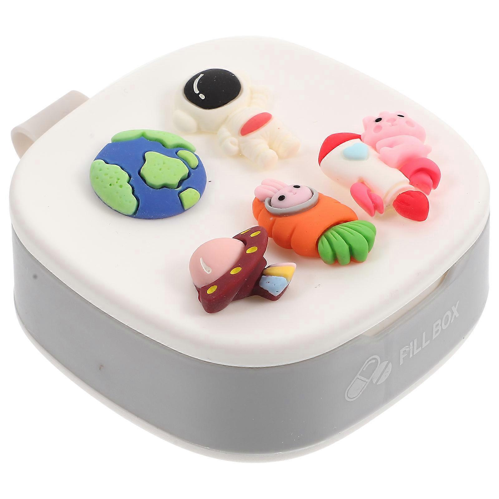 Cartoon Mini Case 2Pcs Holder Portable Container Storage Solution White Multi-Grid For General Consumers