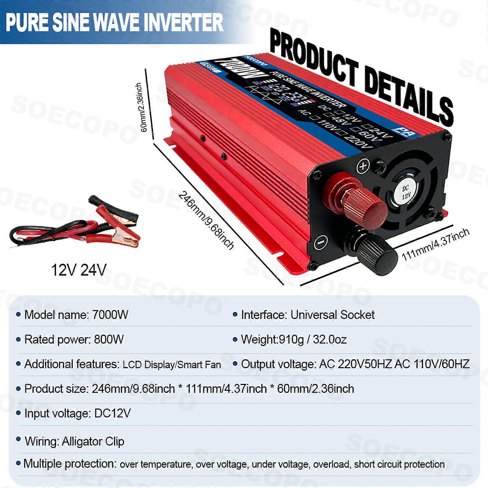 SOECOPO 7000W Portable Solar Power Kit | 300W High-Efficiency Panel + 100A Controller + 12V to 110V/220V Pure Sine Wave Inverter