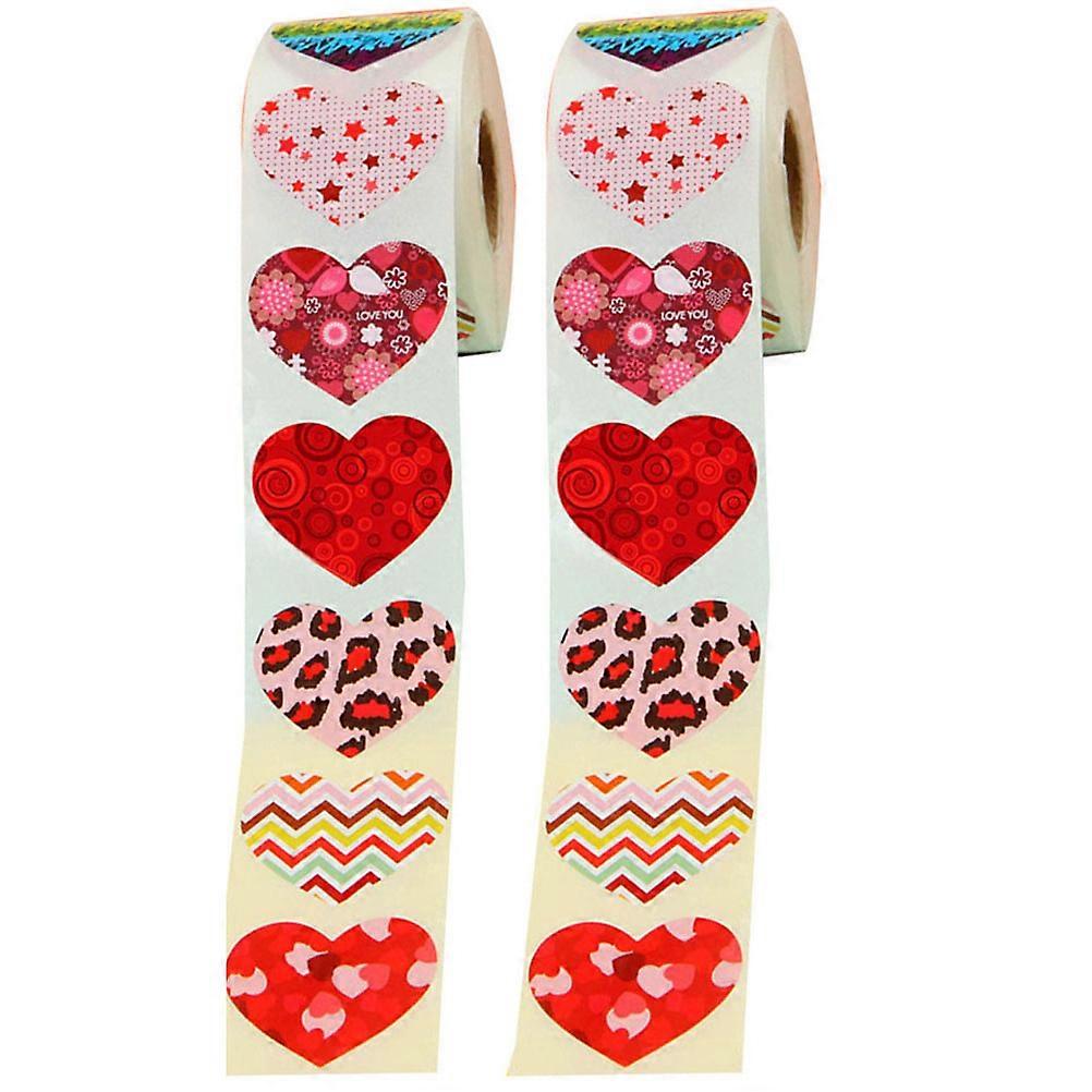 Valentine's Day Heart Label Stickers For Scrapbooks And Greeting Cards Assorted Color Adhesive 10 Rolls