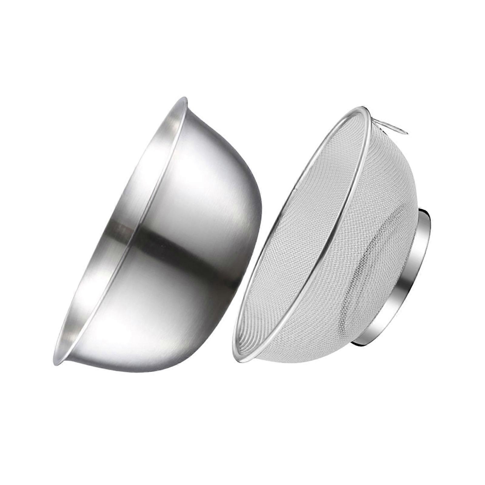 Silver Metal Basin Colander for Vegetable Draining 8Pcs Stainless Steel