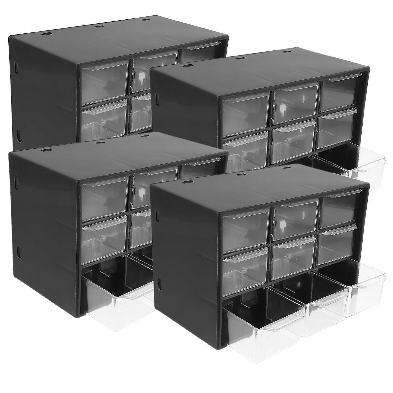 4Pcs Black Dustproof Storage Box for Multi-Purpose Plastic Organization