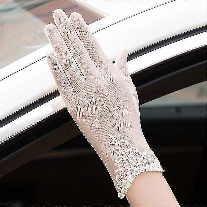 קיץ נשים Uv קרם הגנה כפפות שמש קצרות, תחרה משי קרח, נהיגה של רזה