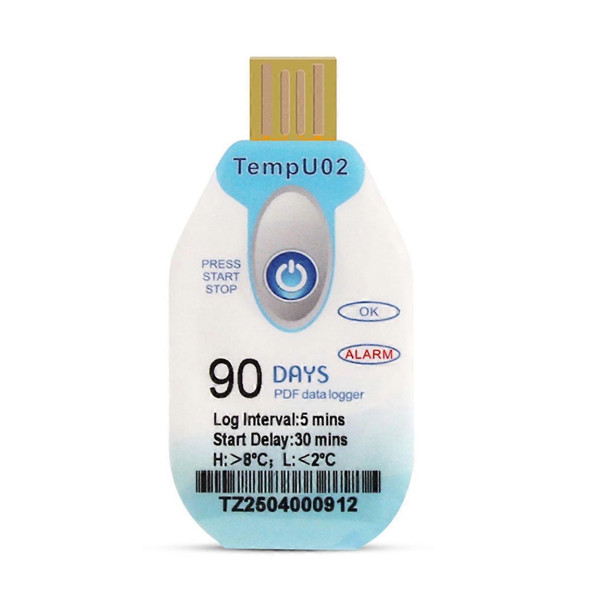 USB Temperature Data Logger Disposable 90 Days PDF Datalogger