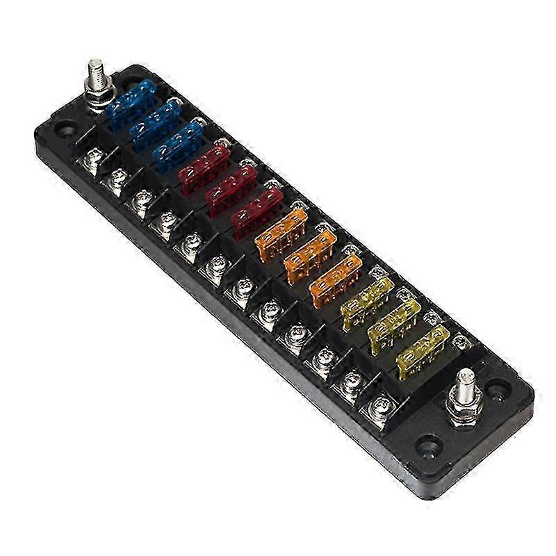 New Fuse Box with 12-Way Positive and Negative Poles Long Non-Lighted for Automotive Circuits